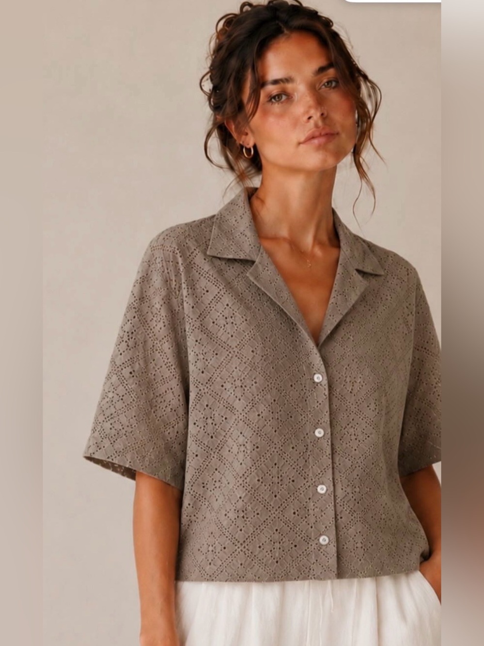H&M knit boho styled short sleeve button up - Picture 1 of 7